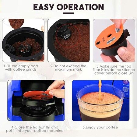 Reusable Coffee Capsule Pods Cups, Reusable Coffee Filter Machine with Coffee Spoon, Brush (60ML)