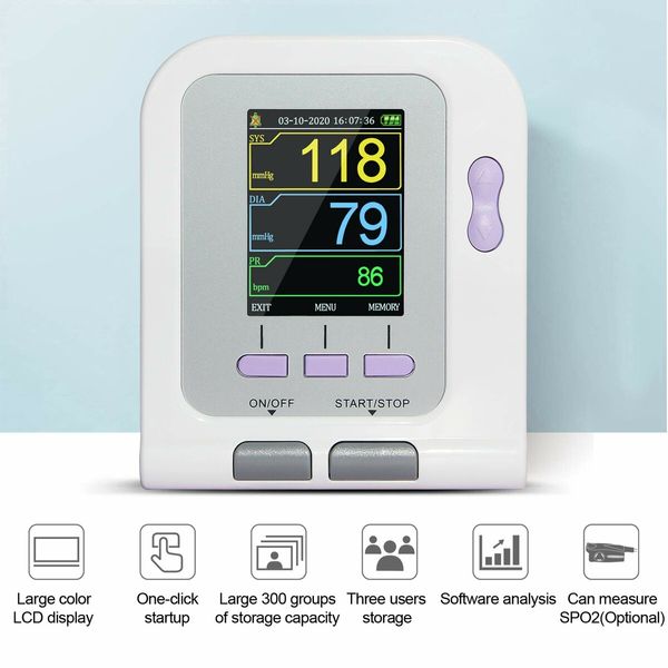 Automatic Upper Arm Blood Pressure Monitor 3 Modes 2 Cuffs Electronic Sphygmomanometer With Software FDA cert.