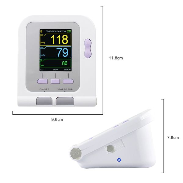 Automatic Upper Arm Blood Pressure Monitor 3 Modes 2 Cuffs Electronic Sphygmomanometer With Software FDA cert.