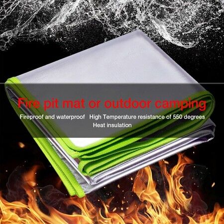 Fire Pit Mat Fireproof Grill Mat Protect Your Deck, Patio, Lawn or Campsite from Popping Embers (100x100cm)