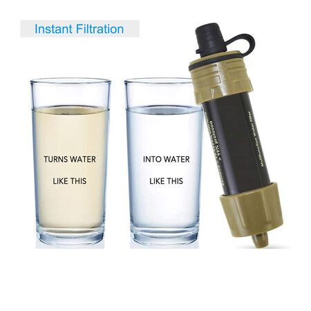 Water Filter Straw Ergonomic Survival Travel Hiking Outdoor Camping for Drinking