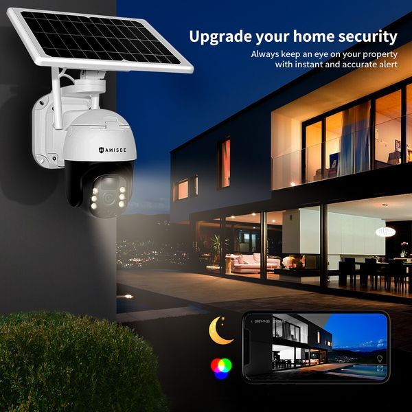 PTZ Security Camera CCTV Solar Wifi 2.0MP Home Spycam Surveillance System Outdoor Waterproof with Battery x4