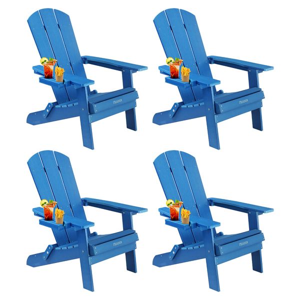 Neader Occasional Adirondack Chair Reclining Folding Outdoor Lounging Furniture Blue x4