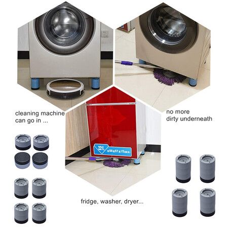 4pcs Foot Pad Shockproof Rubber Washing Machine Mat Noise-Dampening Dryer Pad Non-Slip Supplies, 3.5cm