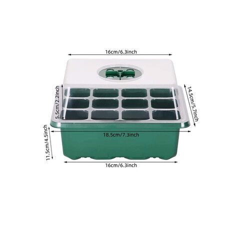 Seed Starter Trays Seedling Tray Kits, 12 Pack Garden Seed Propagator Set for Greenhouse Grow Plant Seed, 12 Cells per Tray