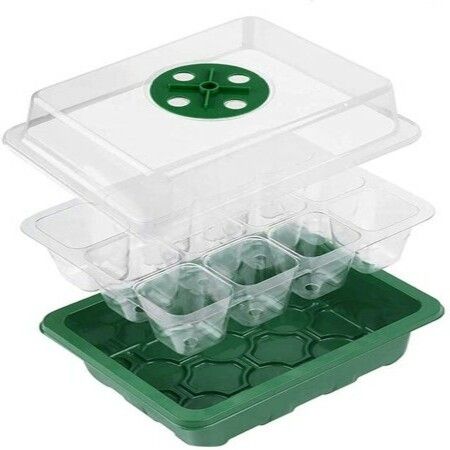 Seed Starter Trays Seedling Tray Kits, 12 Pack Garden Seed Propagator Set for Greenhouse Grow Plant Seed, 12 Cells per Tray