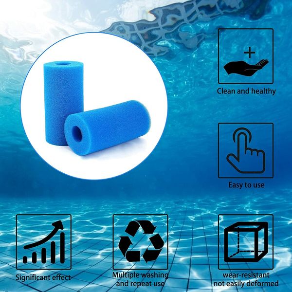 6Pcs Foam Filter Sponge for Intex Type A/C  And Bestway III Reusable Washable Swimming Pool Aquarium Filter Accessories
