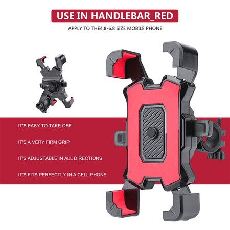 Mobile phone holder for bicycle and scooter handlebars Red