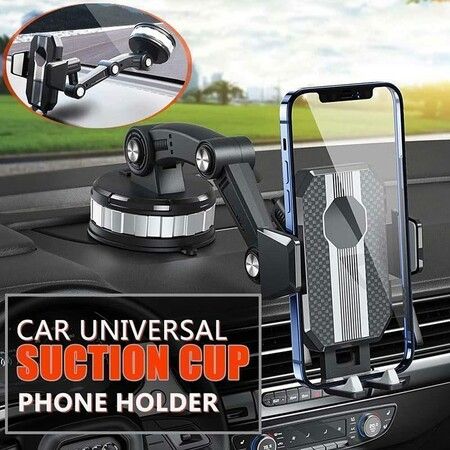 One Button Pop Up Strong Suction Cup Cell Phone Car Mount (Black)