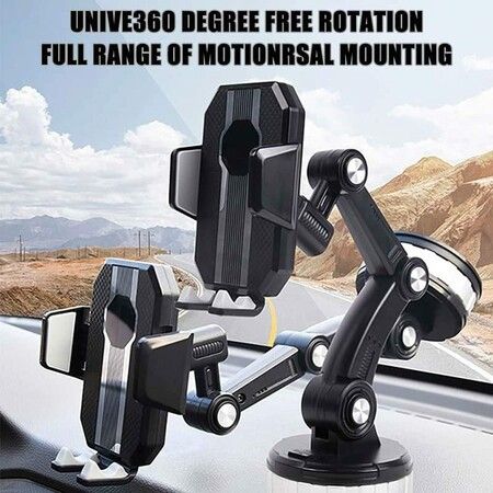 One Button Pop Up Strong Suction Cup Cell Phone Car Mount (Black)