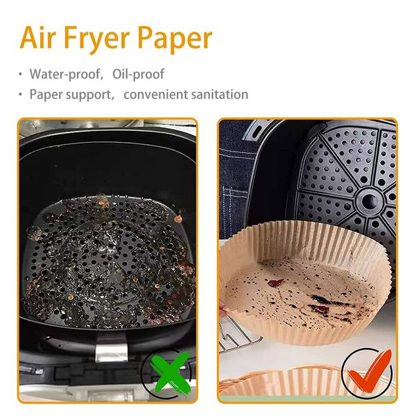 100pcs 16x4.5cm Air Fryer Disposable Paper Liner Non-Stick Air Fryer Paper Liners,Baking Paper Food Grade Parchment