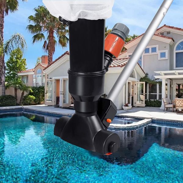 Swimming Pool Jet Vacuum Cleaner with 5 Pole Sections Underwater Cleaning Suction Spa Tub Vacuum Portable Household Cleaning Equipment Tool