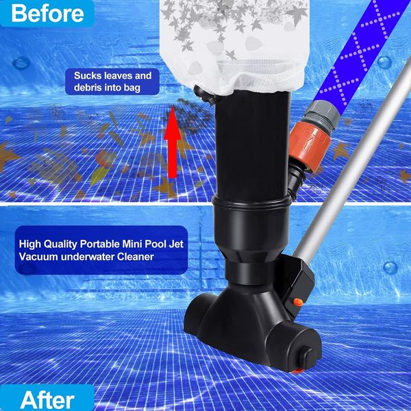 Swimming Pool Jet Vacuum Cleaner with 5 Pole Sections Underwater Cleaning Suction Spa Tub Vacuum Portable Household Cleaning Equipment Tool