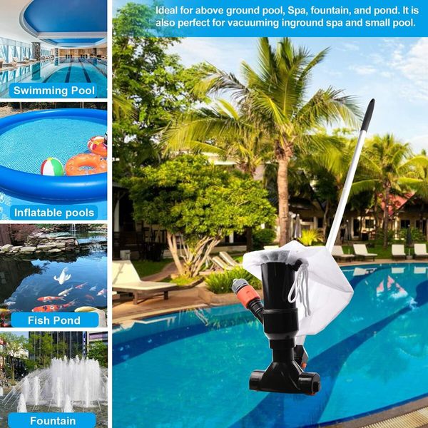 Swimming Pool Jet Vacuum Cleaner with 5 Pole Sections Underwater Cleaning Suction Spa Tub Vacuum Portable Household Cleaning Equipment Tool