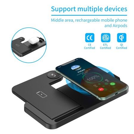 15w fast wireless charger 4 in 1 qi charging dock station for iphone