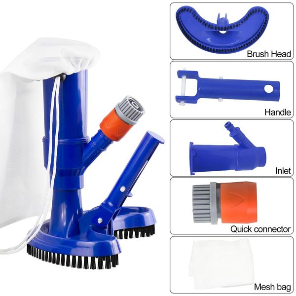 Portable Pool Vacuums Mini Jet Underwater Cleaner with Brush, Mesh Bag for Cleaning Small Swimming Pool, Spa, Fountain