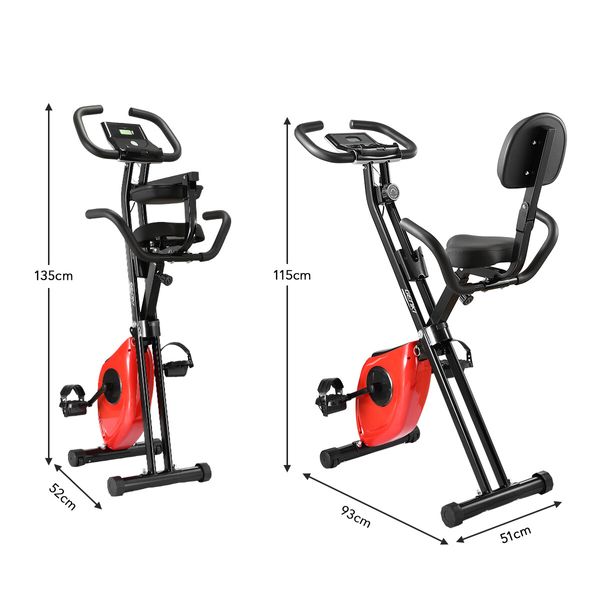 Genki 2-in-1 Folding Exercise X-Bike Magnetic Upright Recumbent Spin Bicycle with LCD and Magnetic Resistance