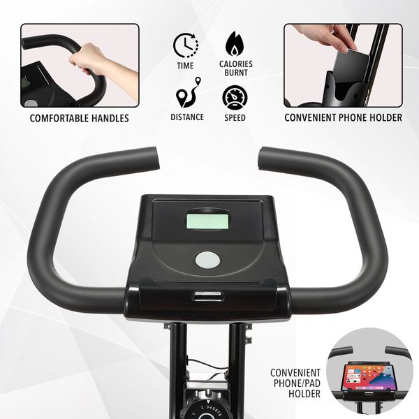 Genki 2-in-1 Folding Exercise X-Bike Magnetic Upright Recumbent Spin Bicycle with LCD and Magnetic Resistance