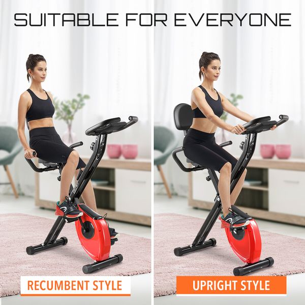 Genki 2-in-1 Folding Exercise X-Bike Magnetic Upright Recumbent Spin Bicycle with LCD and Magnetic Resistance