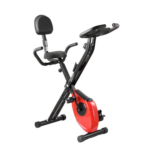 Genki 2-in-1 Folding Exercise X-Bike Magnetic Upright Recumbent Spin Bicycle with LCD and Magnetic Resistance