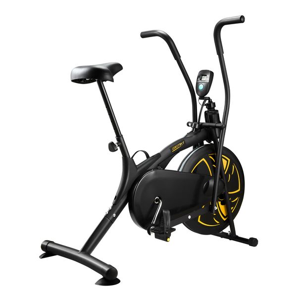 GENKI Upright Stationary Bicycle Exercise Machine Home Gym Equipment Yellow