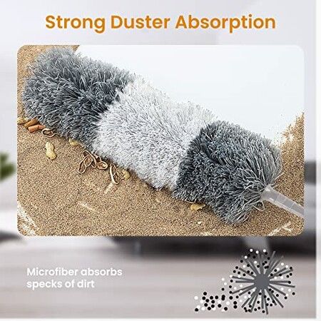 2.5M Pole Dusters for Cleaning High Ceiling, Extendable Dusters with Extension Pole 4PCS