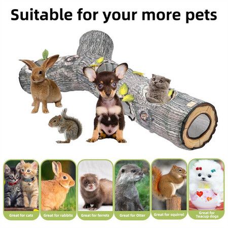 Cat Tunnel 3 Way Collapsible Tube with Peek Holes Cat Tunnels for Indoor Cats Interactive Maze Toy for Kitty Puppy Rabbits Ferrets Squirrels Guinea Pigs Chinchillas