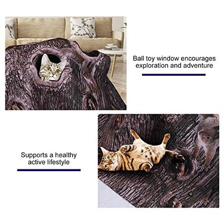 Cat Blanket Bark Texture Painting, Tree Hallow Cat Bed Toy Mat 1mX1m