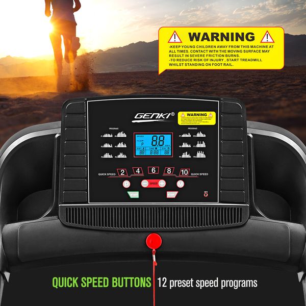 Genki 2.5HP Treadmill Foldable Running Walking Machine 3 Incline Shock Absorption Home Gym Equipment 