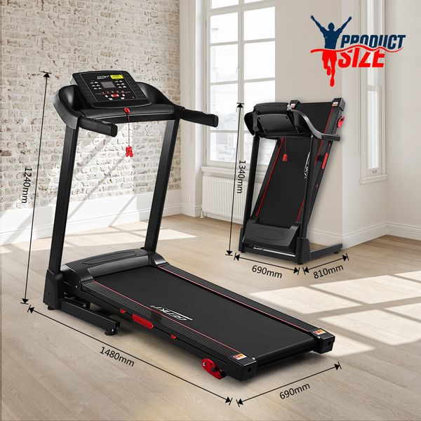 Genki 2.5HP Treadmill Foldable Running Walking Machine 3 Incline Shock Absorption Home Gym Equipment 