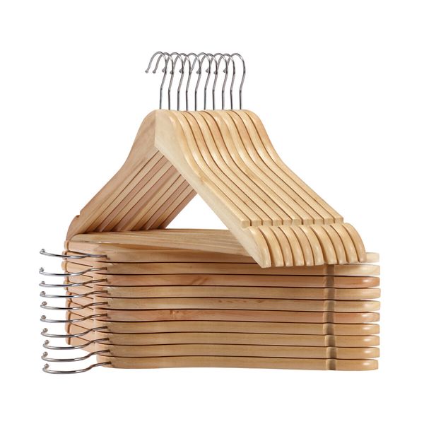 80 Pcs Wooden Clothes Hangers Portable Coat Pants Laundry Closet Hanging Racks Nature Colour