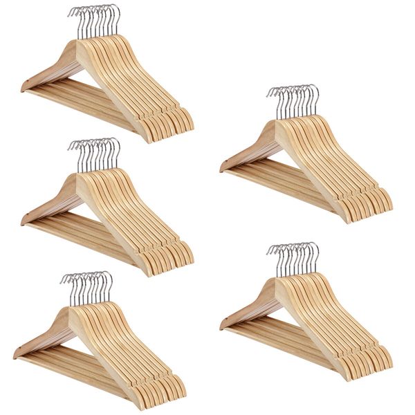 100 Pcs Wooden Clothes Hangers Portable Coat Pants Laundry Closet Hanging Racks Nature Colour