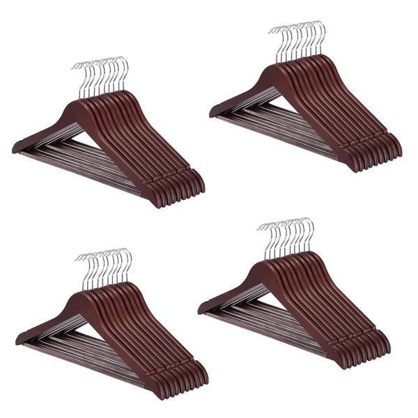 80 Pcs Wood Clothes Hangers Coat Pants Portable Laundry Closet Hanging Racks Mahogany