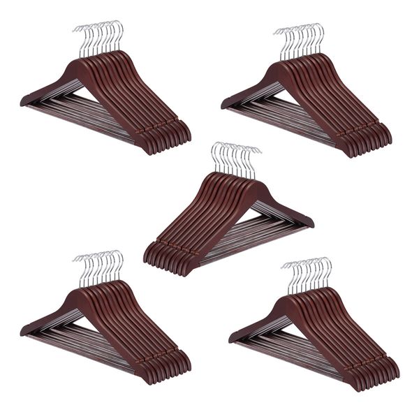 100 Pcs Wood Clothes Hangers Coat Pants Portable Laundry Closet Hanging Racks Mahogany