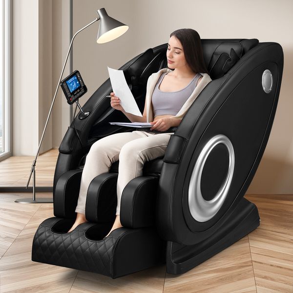 HOMASA Massage Chair Full Body Electric Massager Zero Gravity Recliner with Touch Control Bluetooth Speaker Black