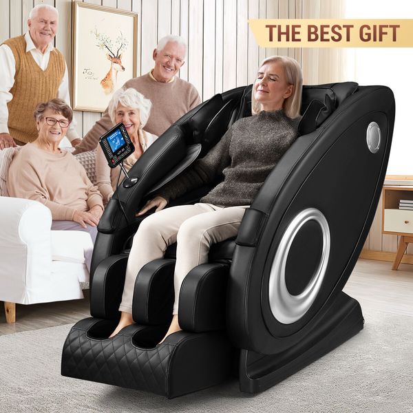 HOMASA Massage Chair Full Body Electric Massager Zero Gravity Recliner with Touch Control Bluetooth Speaker Black