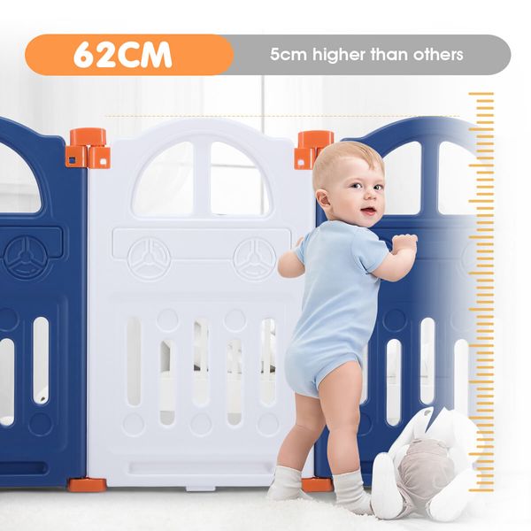 Kidbot 16 Panels Baby Playpen Interactive Safety Fence Gate Yard Activity Centre Foldable Car Design