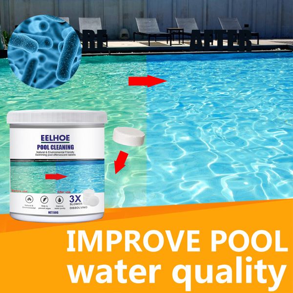 50x Slower Dissolving Pool cleaning Tablets Chlorinating Sanitize Pool Weekly for Clear and Clean Water