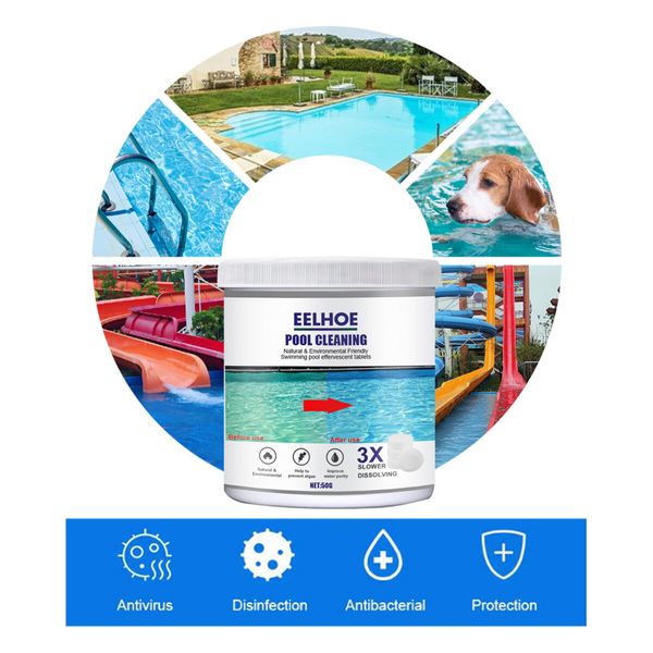 50x Slower Dissolving Pool cleaning Tablets Chlorinating Sanitize Pool Weekly for Clear and Clean Water