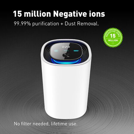 15 Mil Negative Ions Air Purifier UVC Hepa Filter air cleaner Real time sensor Eliminate Pollen Pet Hair Dander Smoke Dust Odors Airborne Contaminants for bedroom