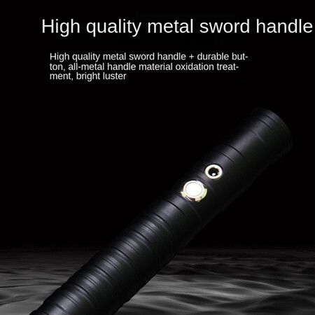 Metal fight handle 8-color metal laser sword two-in-one kids rechargeable lightsaber vocal and bright sword toy Black (2Pack Mode)