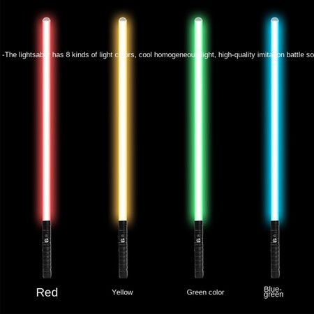 Metal fight handle 8-color metal laser sword two-in-one kids rechargeable lightsaber vocal and bright sword toy Black (2Pack Mode)