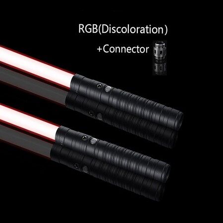 Metal fight handle 8-color metal laser sword two-in-one kids rechargeable lightsaber vocal and bright sword toy Black (2Pack Mode)
