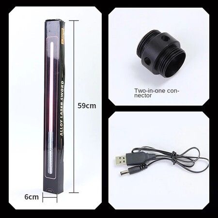 Metal fight handle 8-color metal laser sword two-in-one kids rechargeable lightsaber vocal and bright sword toy Black (2Pack Mode)