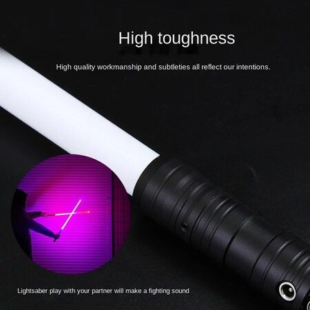 Metal fight handle 8-color metal laser sword two-in-one kids rechargeable lightsaber vocal and bright sword toy Black (2Pack Mode)