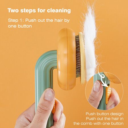 Pet Hair Brush Self Cleaning Slicker Comb Dog Cat Pumpkin Brush for Shedding and Grooming Fit for All Long or Short Hair Pets