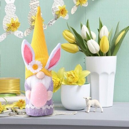 Easter Egg Rudolf Doll Rabbit Elf Bunny with Long Hat Easter Gift Kids DIY Happy Easter Party Decor For Home