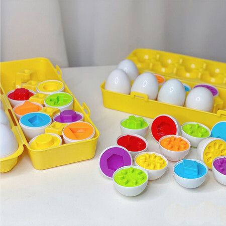 Easter Eggs Toys, Shape Recognition Toys for Kids, Play Egg Shapes Puzzle Set