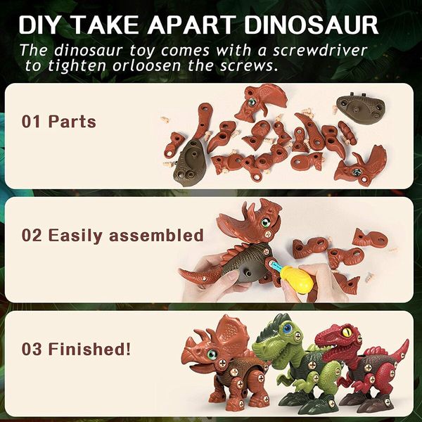 Dinosaur Eggs DIY STEM Building Toys Set for Kids 3-5 5-7, Green T-Rex