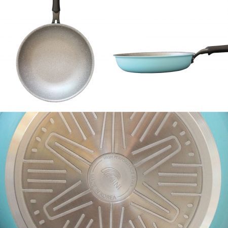 Fanjini Stone Wok Wokpan 28cm Non-Stick Induction Ceramic Round PURE SKY BLUE